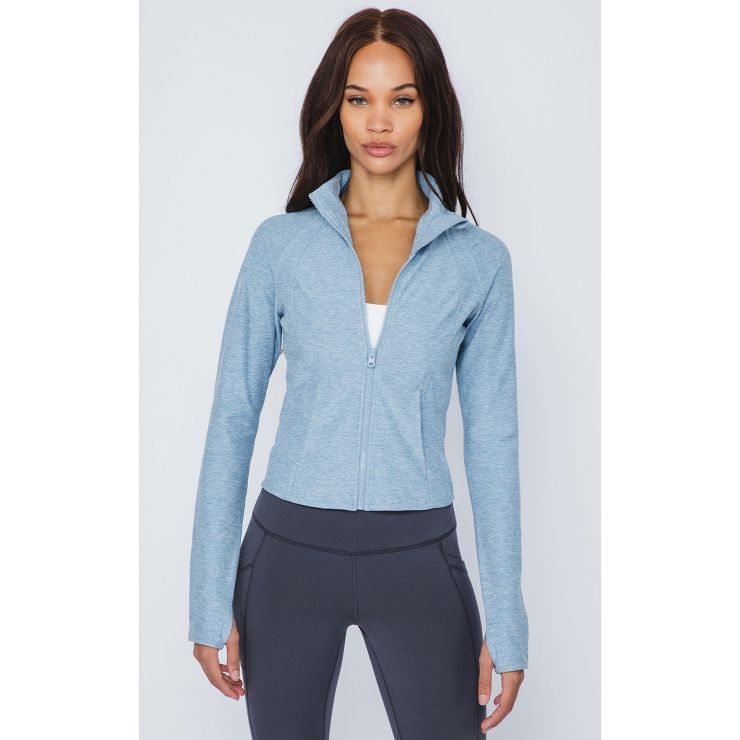 Yogalicious Womens Heather Lux Flared Bottom Cropped Full Zip Jacket | Target