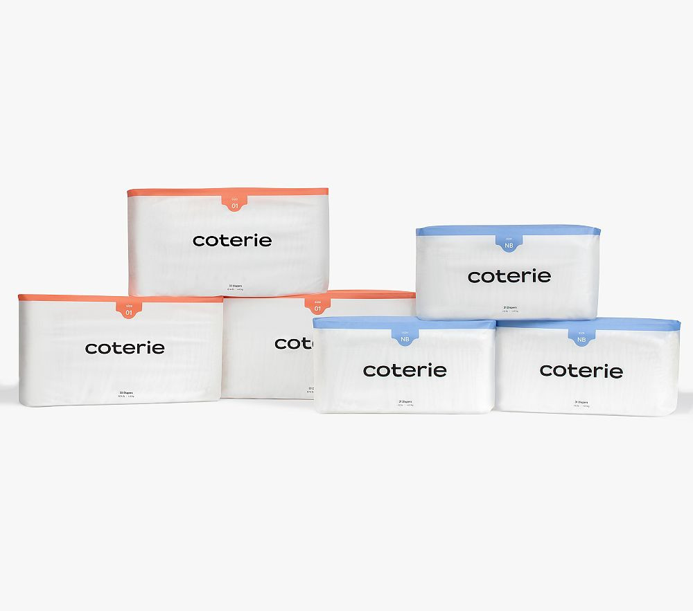 Coterie Ultra Soft Diapers: 3 packs of size NB + 3 packs of size D01 | Pottery Barn Kids