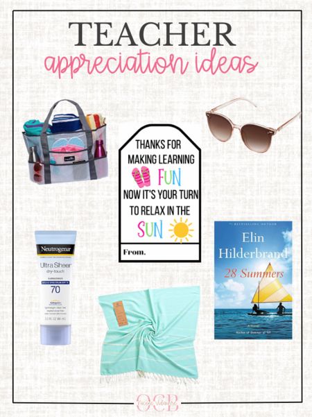 Easy end of the year teacher appreciation gift idea! Put together a little beach bag with some summer essentials! 

Grab the gift tags on my website:: https://shoporganizedchaosblog.com/products/teacher-appreciation-gift-tags

#LTKfindsunder50 #LTKGiftGuide #LTKSeasonal