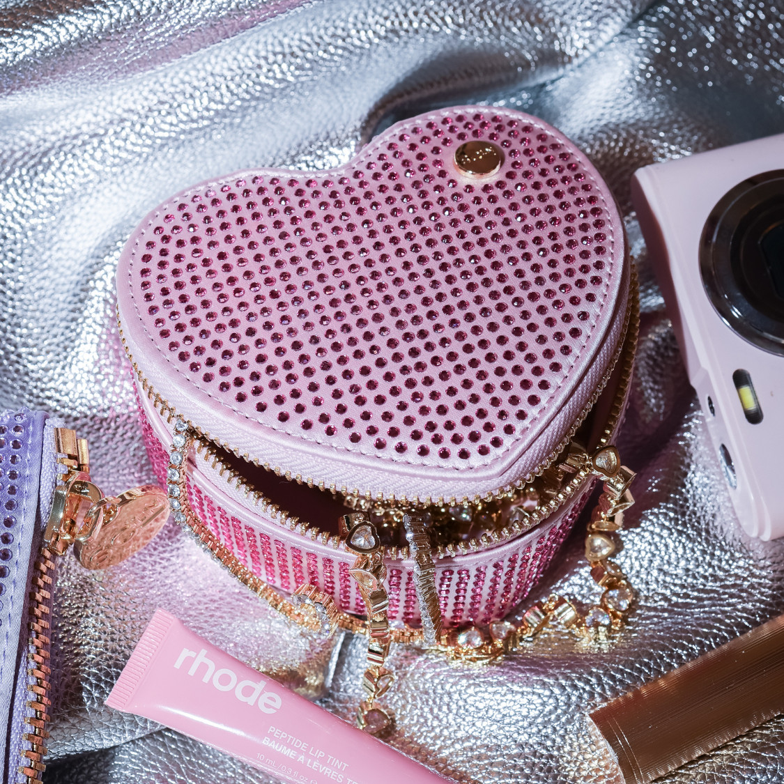 Pink Crystal Open Top Heart Jewelry Box | Stoney Clover Lane | Stoney Clover Lane