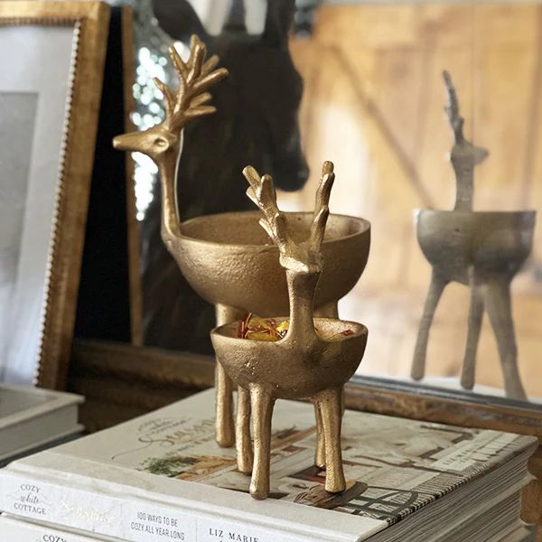 Metal Reindeer Figurine Bowl - Decor Steals | Decor Steals