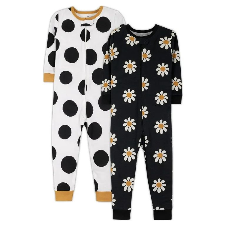 Little Star Organic Baby & Toddler Girl 2 Pk Footless Full Zip Snug Fit Pajamas, Size 9 Months - ... | Walmart (US)