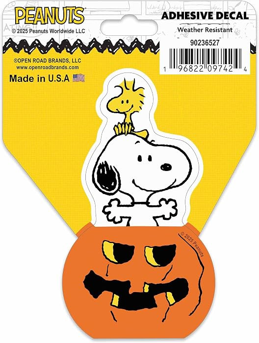 Peanuts Snoopy in Pumpkin Adhesive Vinyl Decal | Amazon (US)
