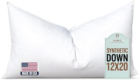 Pillowflex Synthetic Down Pillow Insert - 12x20 Down Alternative Pillow, Ultra Soft, Small Rectan... | Amazon (US)