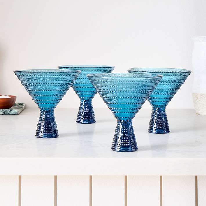 Jupiter Beaded Glass Martini Glasses (Set of 4) | West Elm (US)