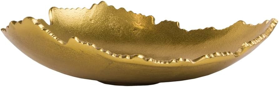 Red Co. 12” Decorative Antique Golden Allure Torn Metal Centerpiece Bowl with Sculpted Edges | Amazon (US)