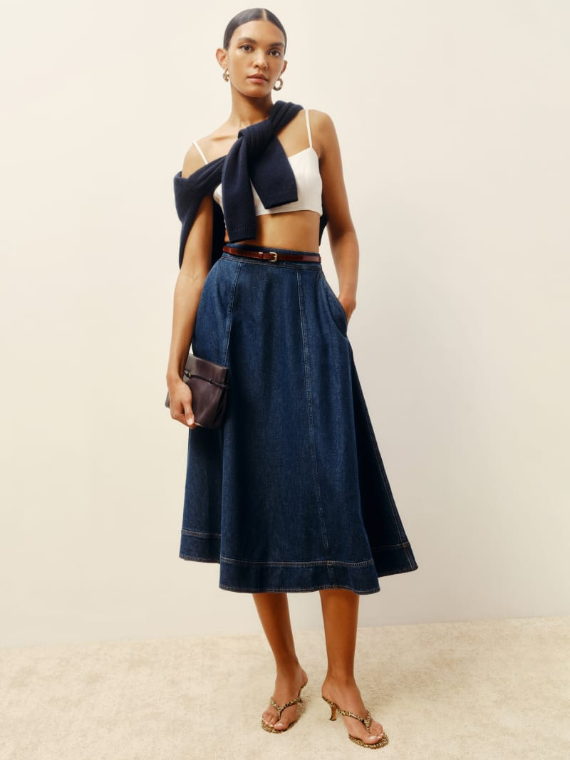 Delilah Denim Midi Skirt | Reformation (Global)