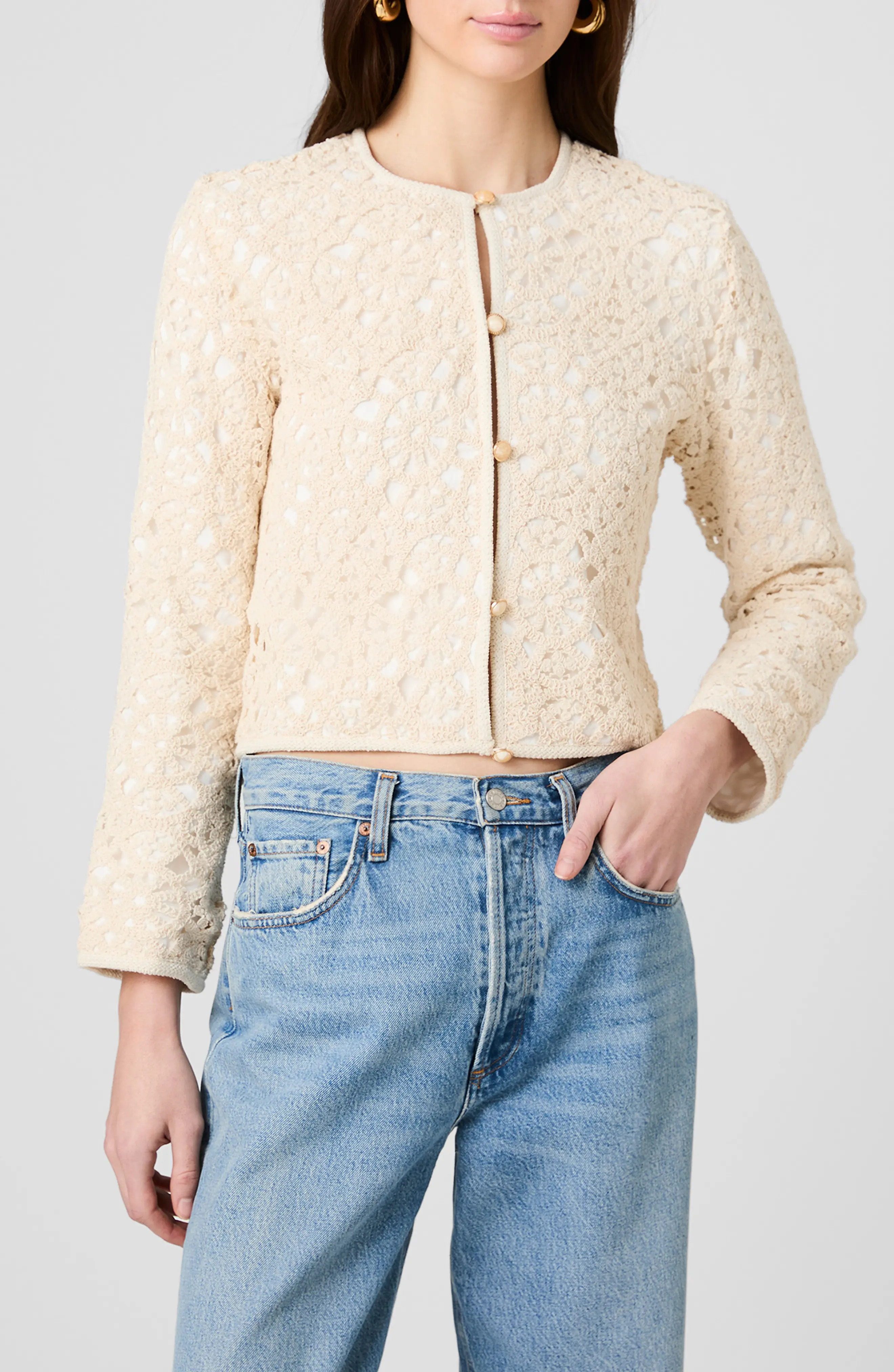 Geo Lace Woven Cardigan (Women) | Nordstrom | Nordstrom