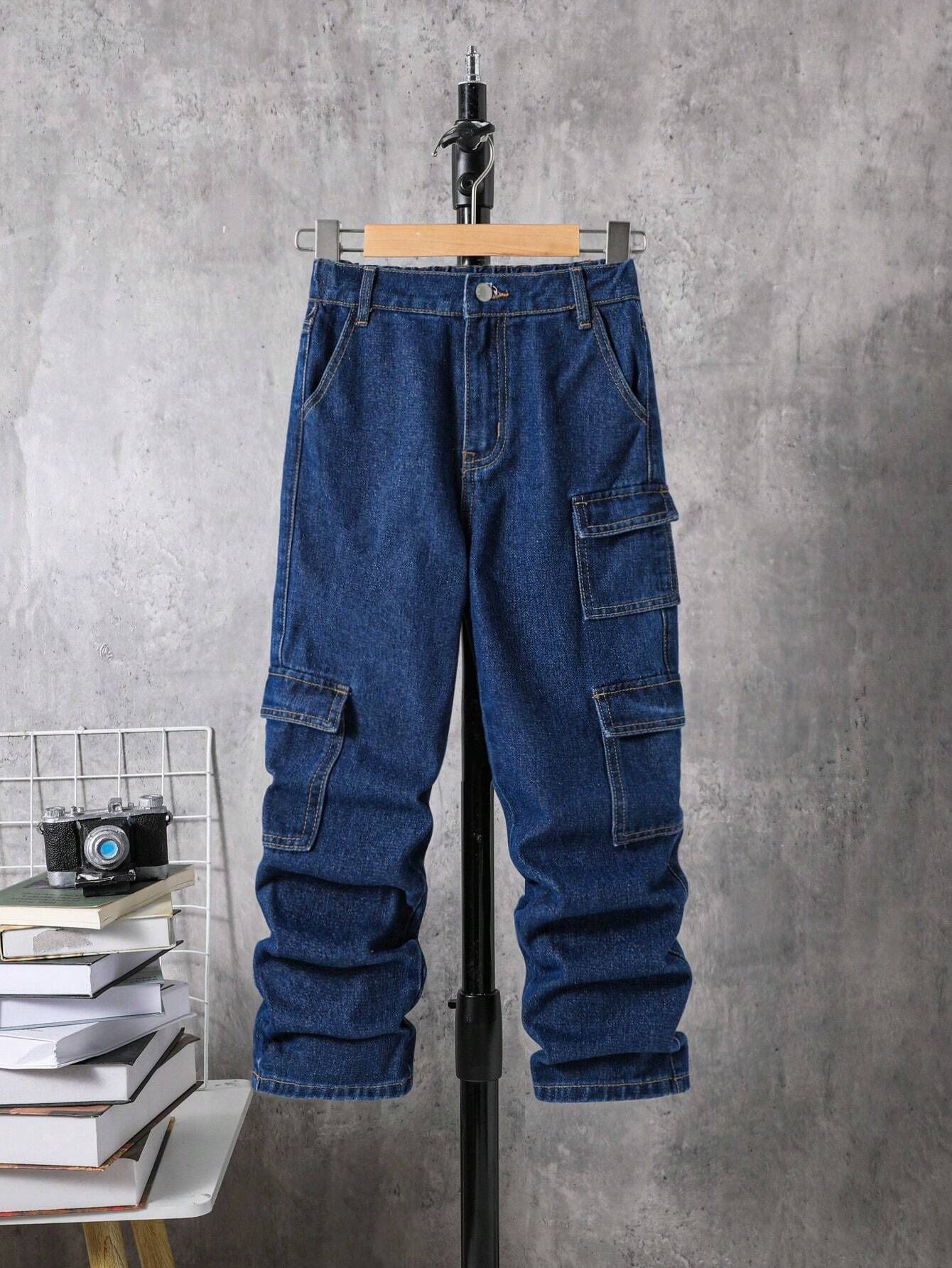 SHEIN Tween Boy Flap Pocket Side Cargo Jeans | SHEIN
