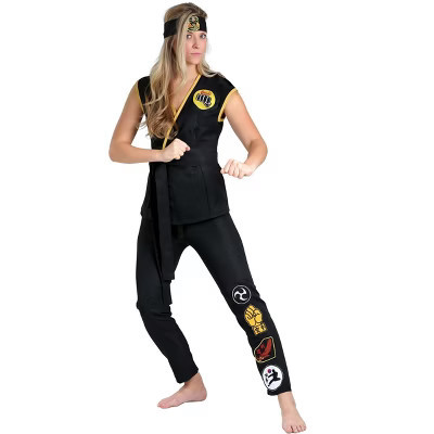 HalloweenCostumes.com Medium Women Women's Cobra Kai Costume,  Dojo Gi Halloween Costume, Martial Arts Attire, Black/White/Yellow | Target