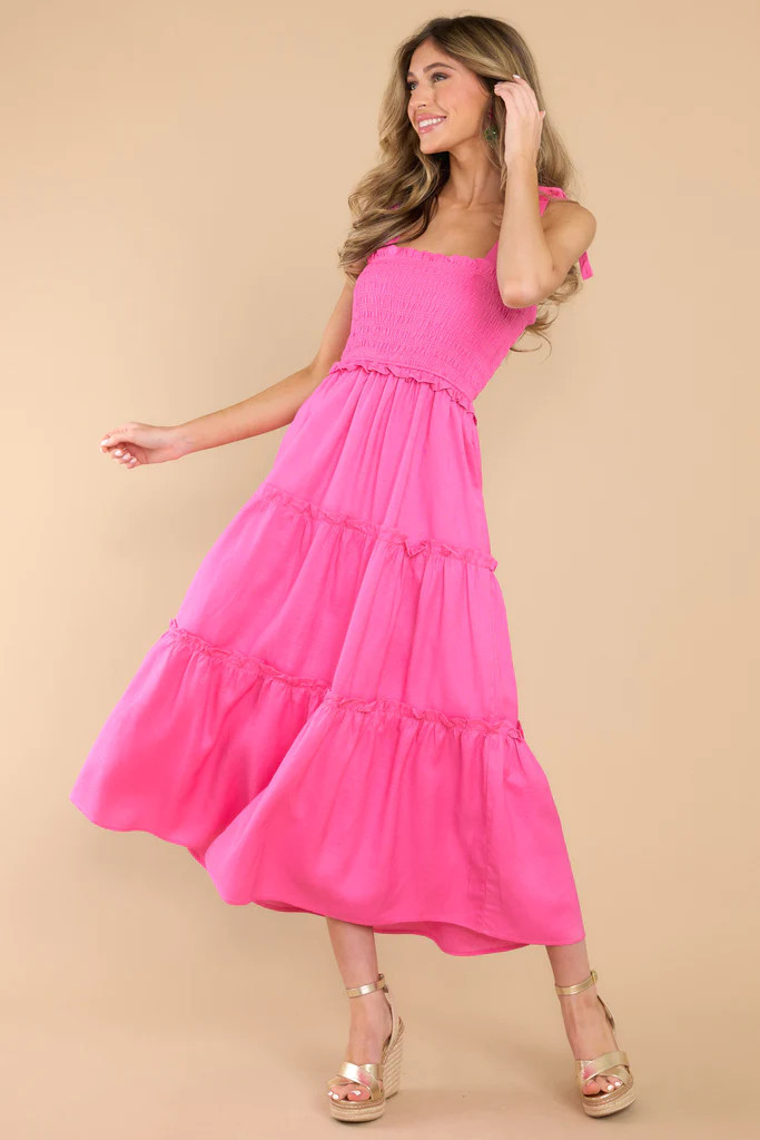 Morning Wishes Pink Midi Dress | Red Dress 