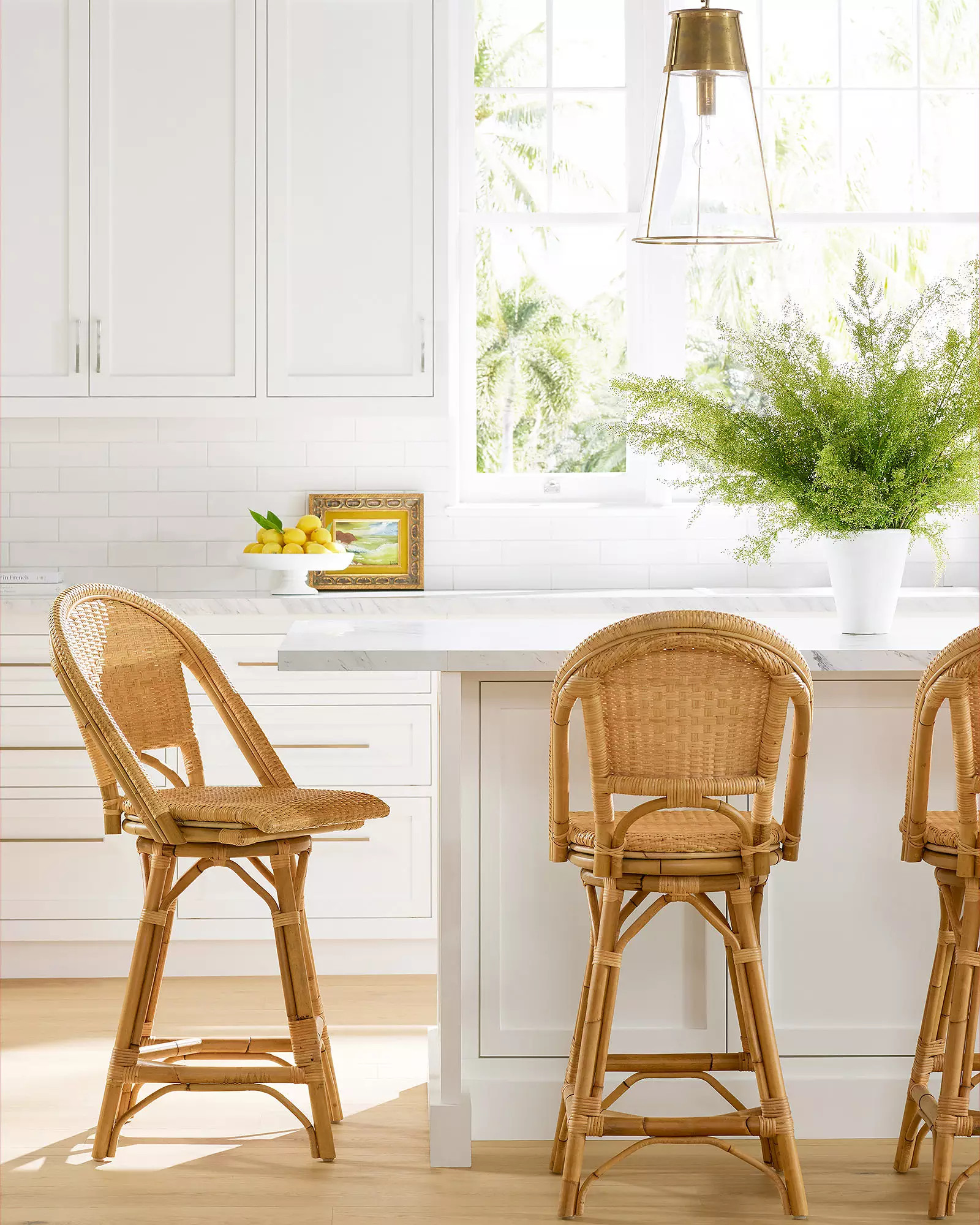 Sunwashed Riviera Rattan Counter Stool | Serena and Lily