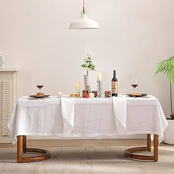 EVERLY Pure Linen Hemstitch Tablecloth,100% Stonewashed French Linen tablecloths for Kitchen Dini... | Amazon (US)