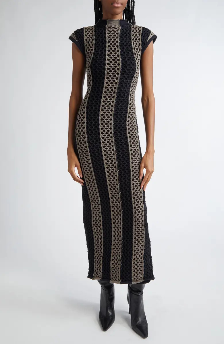 Diotima Neale Stripe Open Knit Cotton Blend Sweater Dress | Nordstrom | Nordstrom