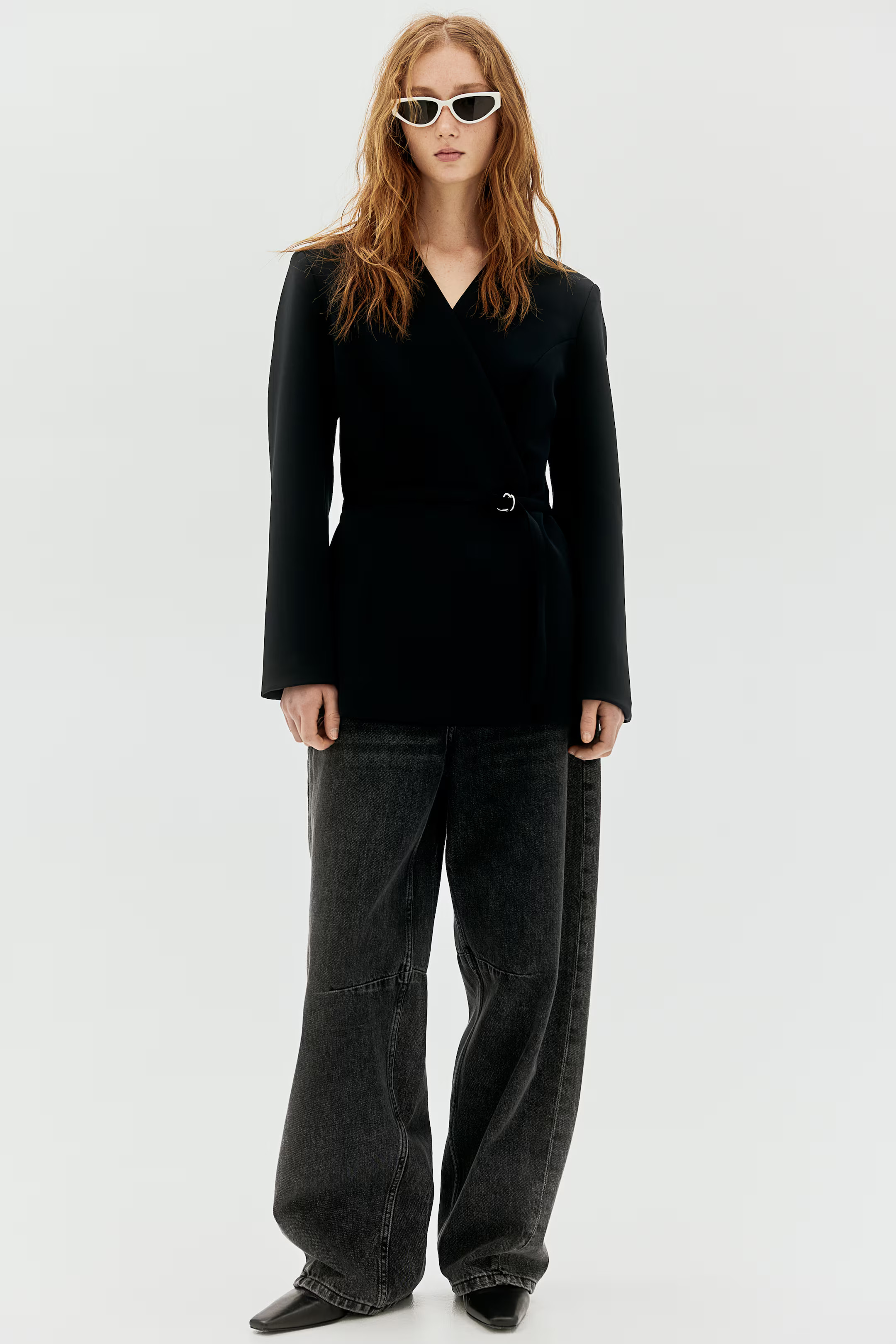 Belted Wrap-Front Jacket - Black - Ladies | H&M US | H&M (US + CA)
