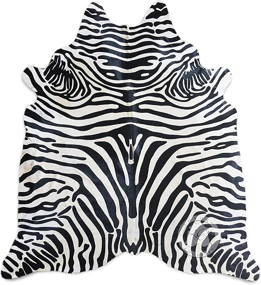 100% Genuine Safari Zebra Print Cowhide Rug - Modern Style Animal Skin Rug & Floor Carpet for Liv... | Amazon (US)