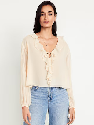 Ruffled Chiffon Cropped Blouse | Old Navy (US)