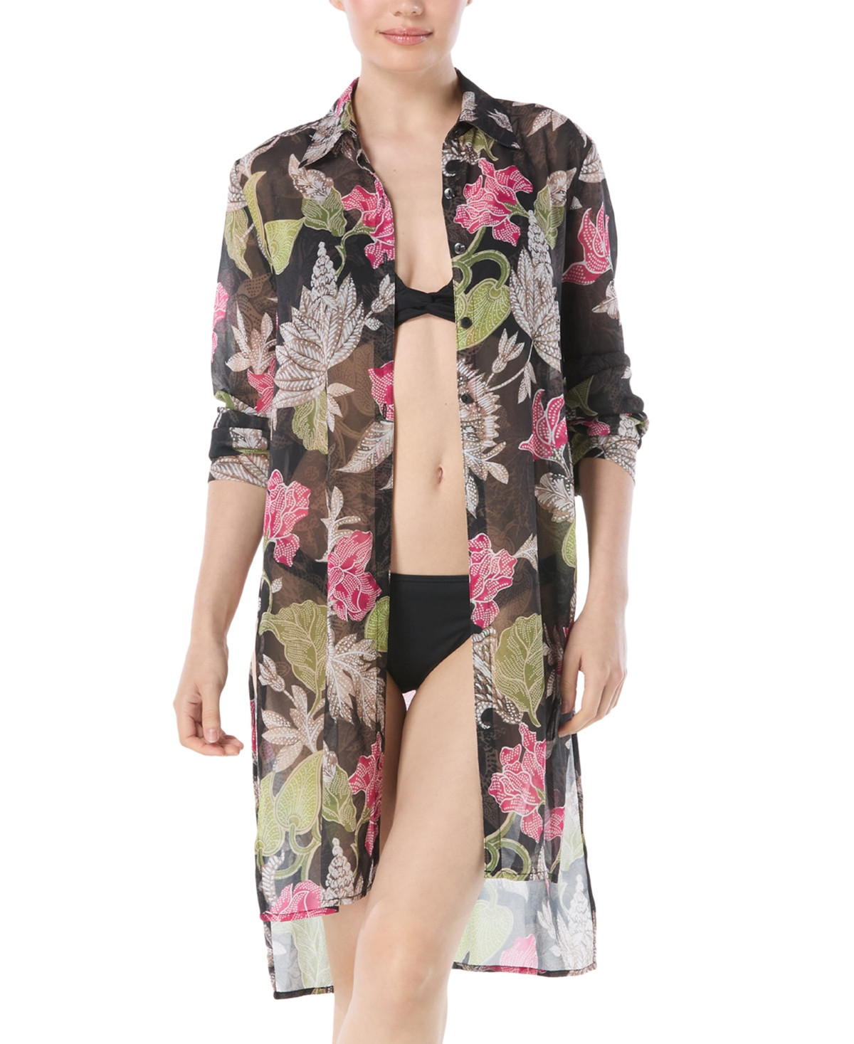 Carmen Marc Valvo Women's Printed Convertible Shirt Swim Cover-Up - Multi | Macy's