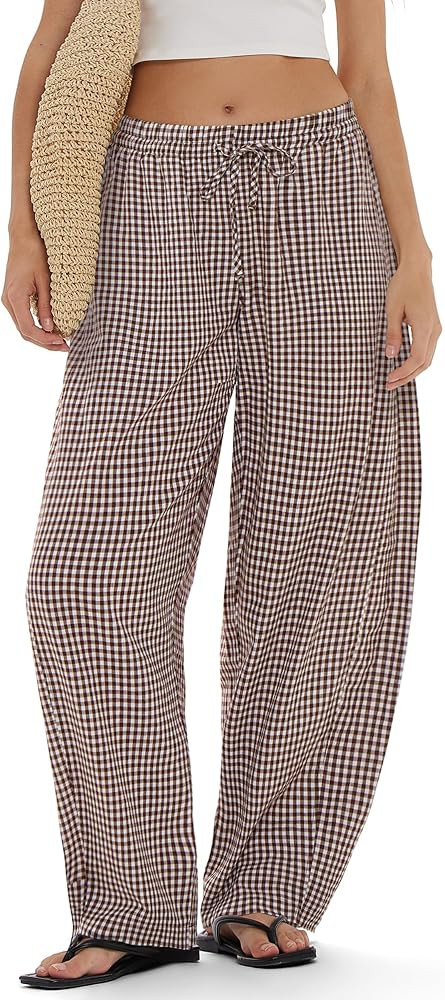 MOOSLOVER Women Linen Lightweight Barrel Pants Drawstring Comfort Casual Lounge Pants Baggy Loose... | Amazon (US)