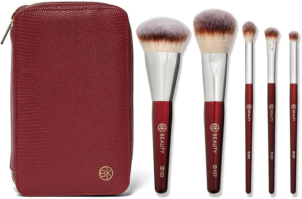 BK BEAUTY Travel Brush Set with Pouch 5-Piece Vegan, Cruelty-Free Brushes for Face & Eyes | Light... | Amazon (US)