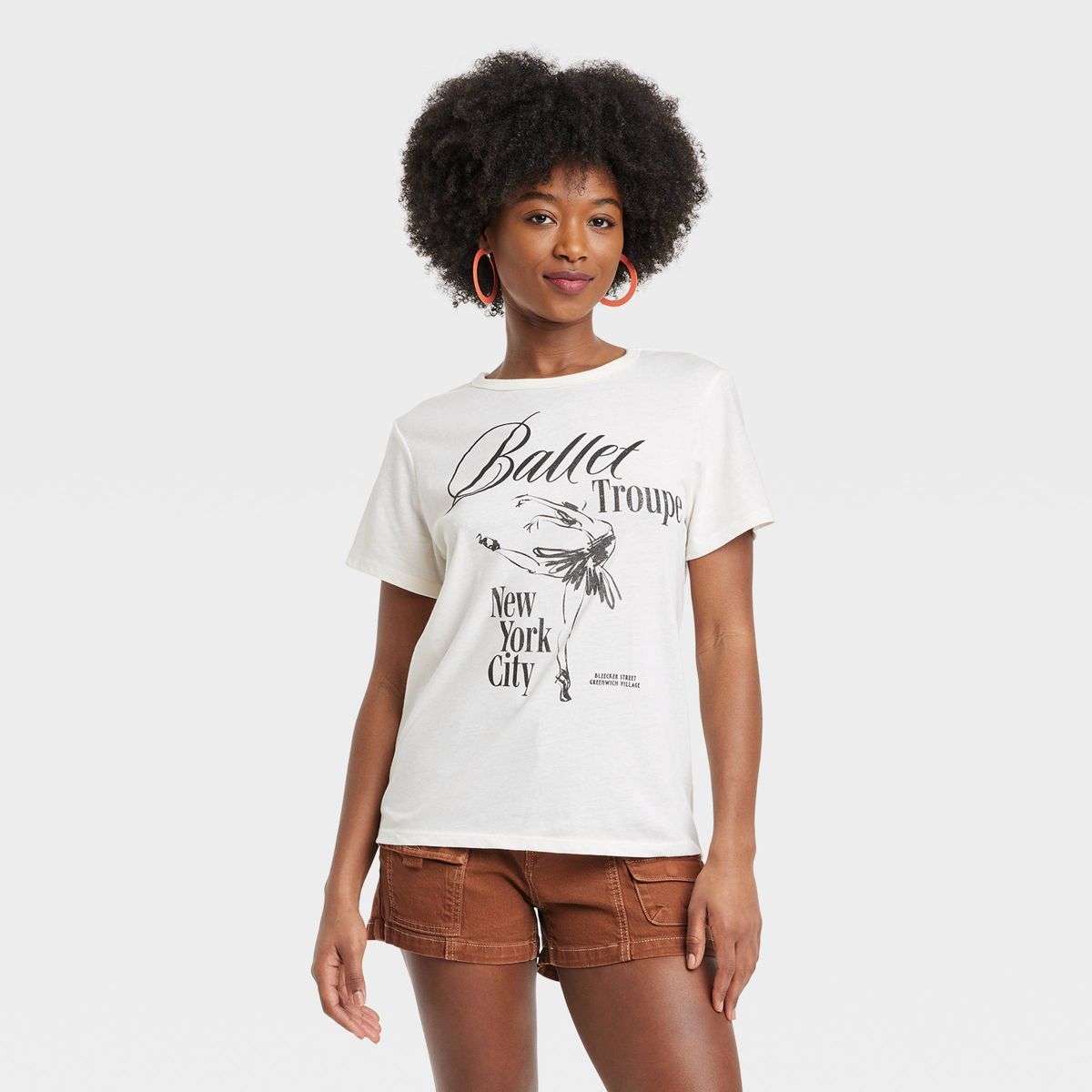 Women's NYC Ballet Short Sleeve Graphic T-Shirt - Ivory | Target