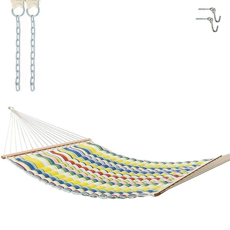 11.3' Pillowtop Outdoor Fabric Hammock Summer Stripe Yellow/Red/Blue - Threshold™ | Target