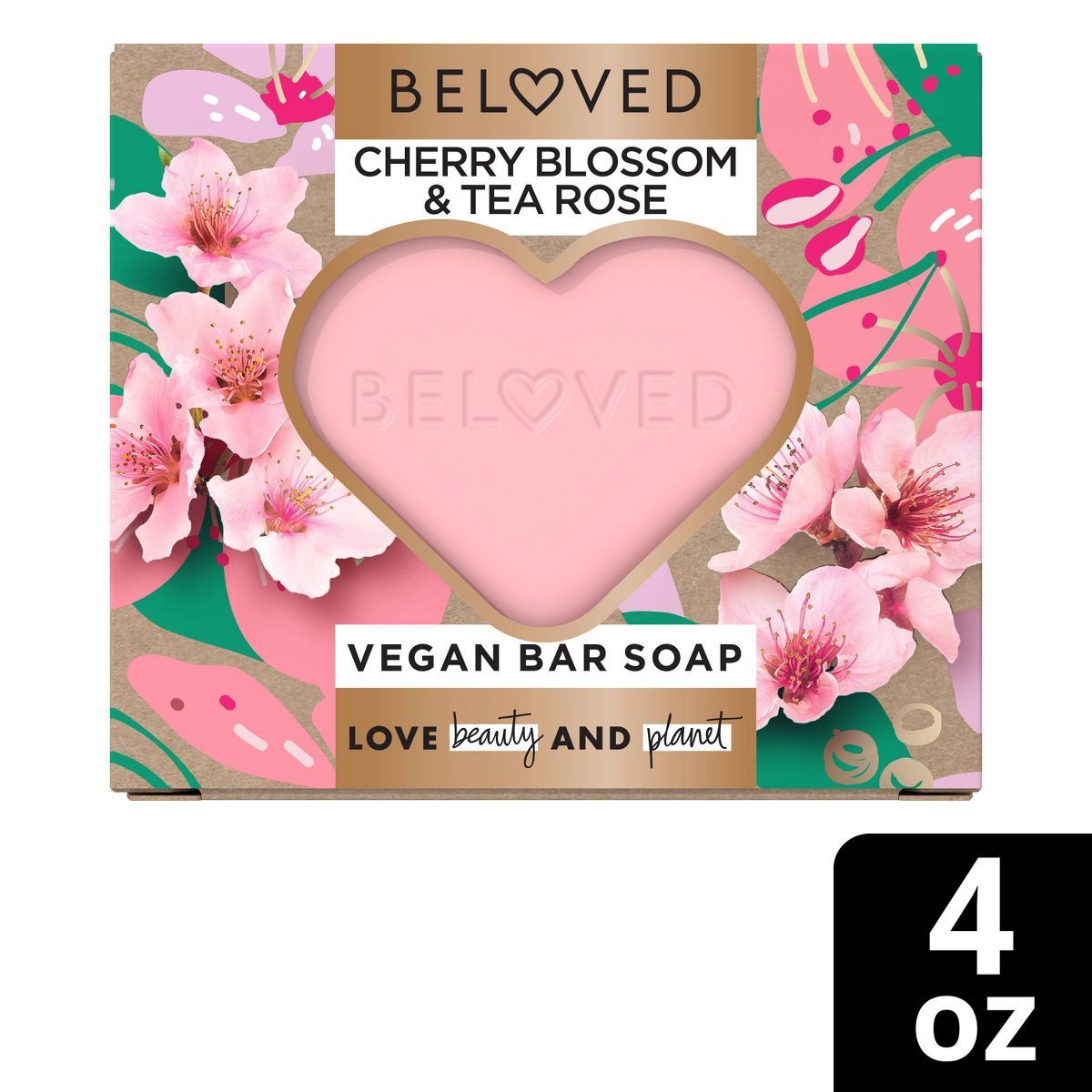 Beloved Floral Cherry Blossom & Tea Rose Vegan Bar Soap - 4oz | Target