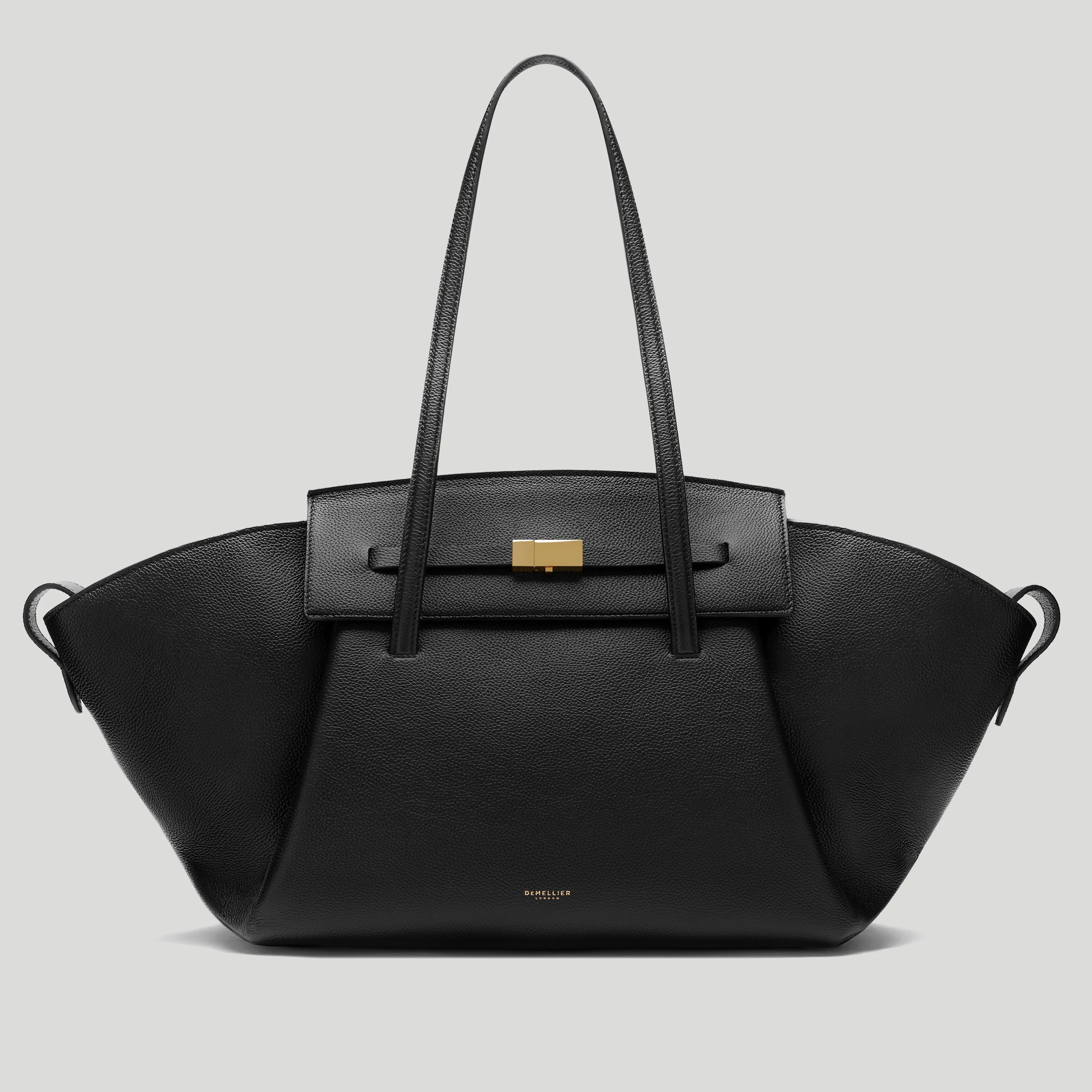 DeMellier The Brooklyn in Black Small Grain Leather Tote & Work bag | DeMellier