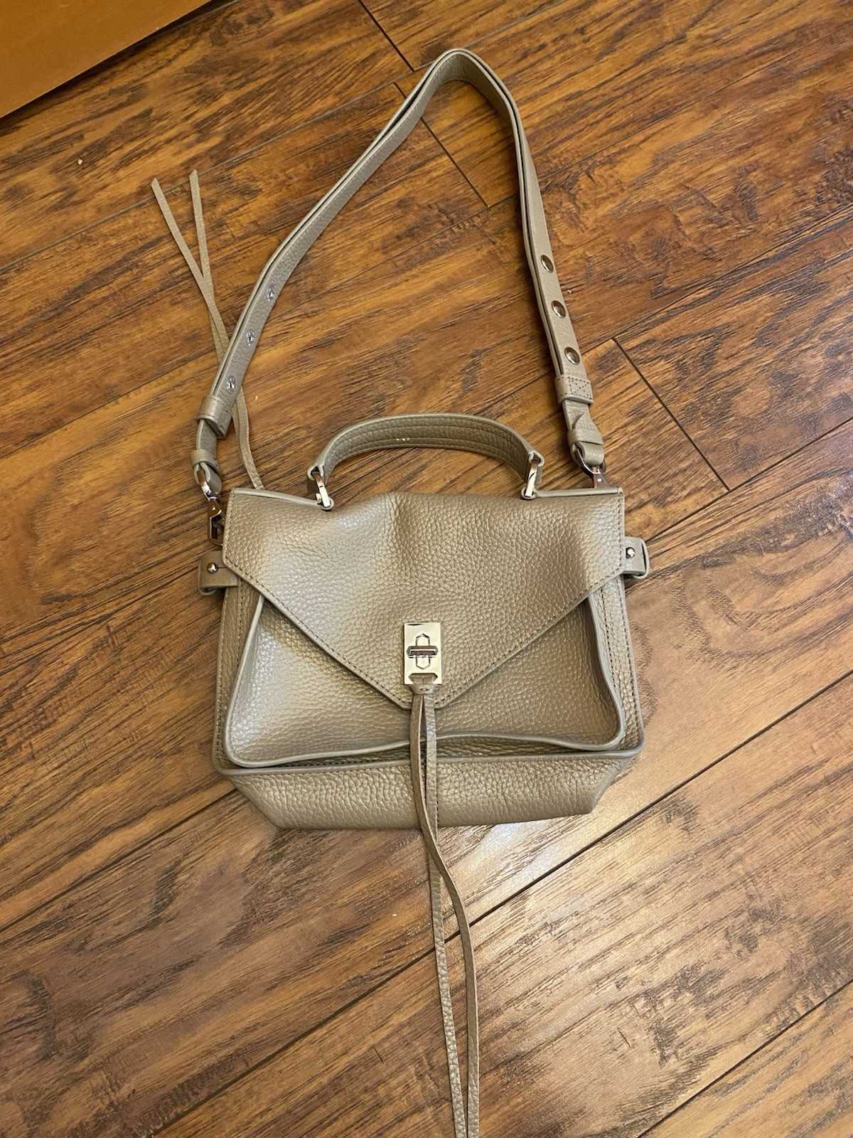 Rebecca Minkoff Darren Small Messenger Bag Purse Pebbled Leather Crossbody Beige | eBay AU