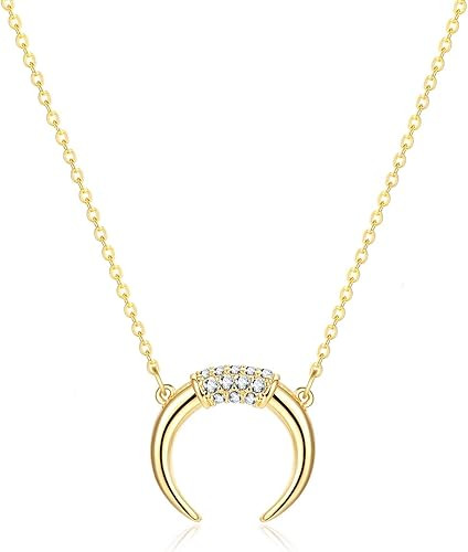 Fettero Moon Necklace, 14k Gold Plated Necklace, Simple Necklace Moon Jewelry Delicate Moon Neckl... | Amazon (US)