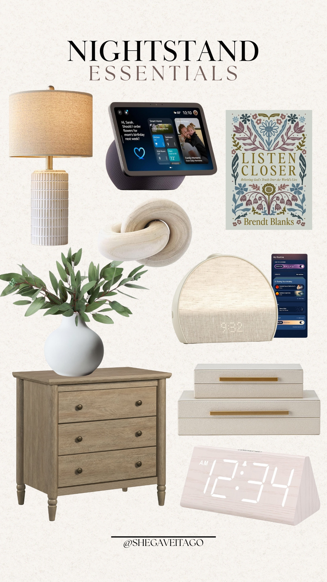 Nightstand essentials, nightstand must haves, tabletop decor, hatch alarm, devotional, Amazon echo, shegaveitago

#LTKSeasonal #LTKHome #LTKOver40