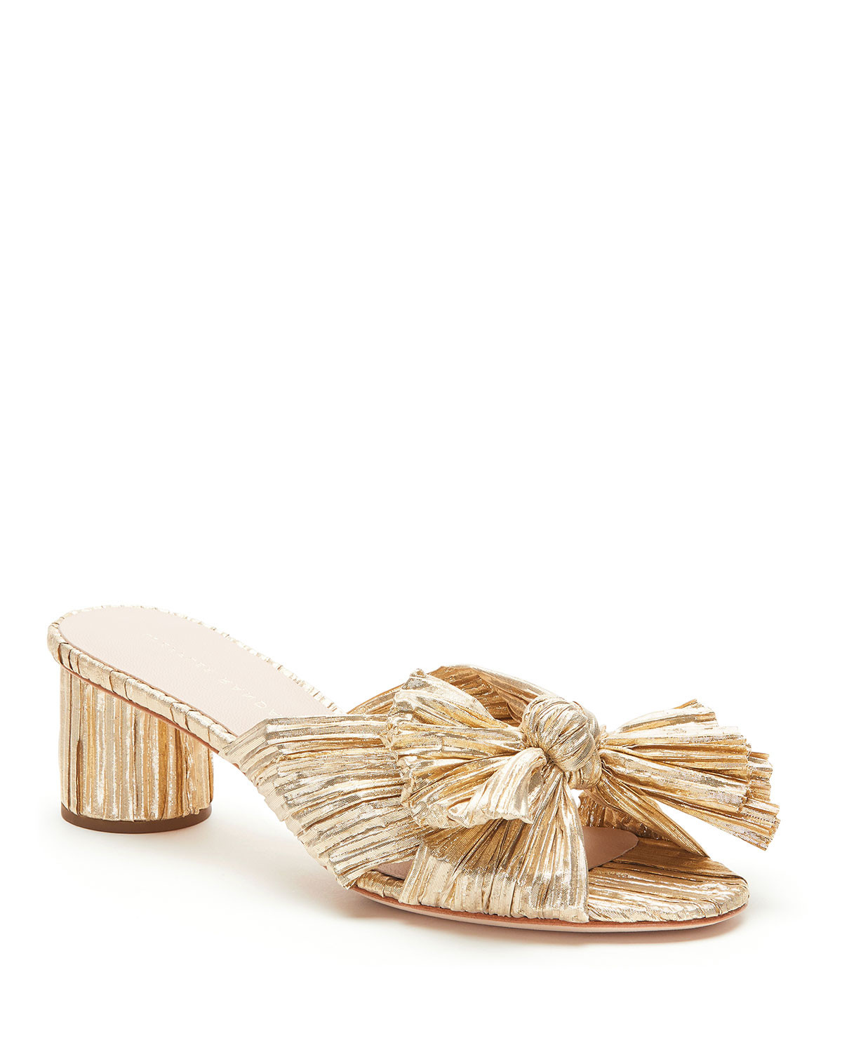 Emilia Pleated Knot Slide Sandals | Neiman Marcus