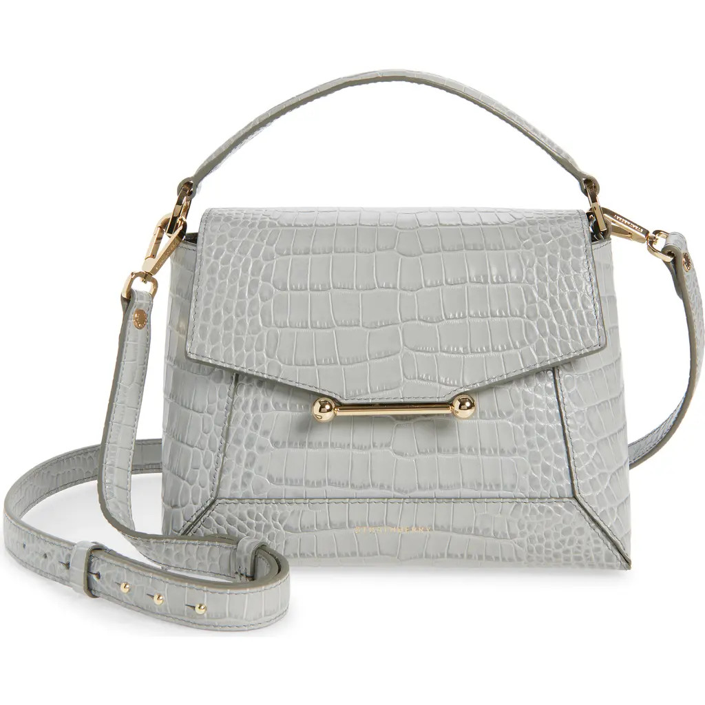 Strathberry Mosaic Croc Embossed Leather Top Handle Bag in Stone Grey at Nordstrom | Nordstrom