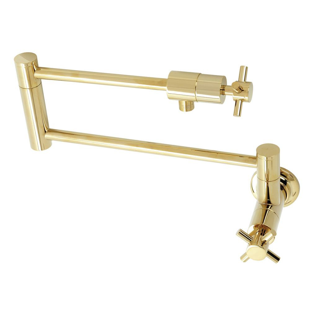 Kingston Brass Concord Wall Mount Pot Filler in Polished Brass | The Home Depot