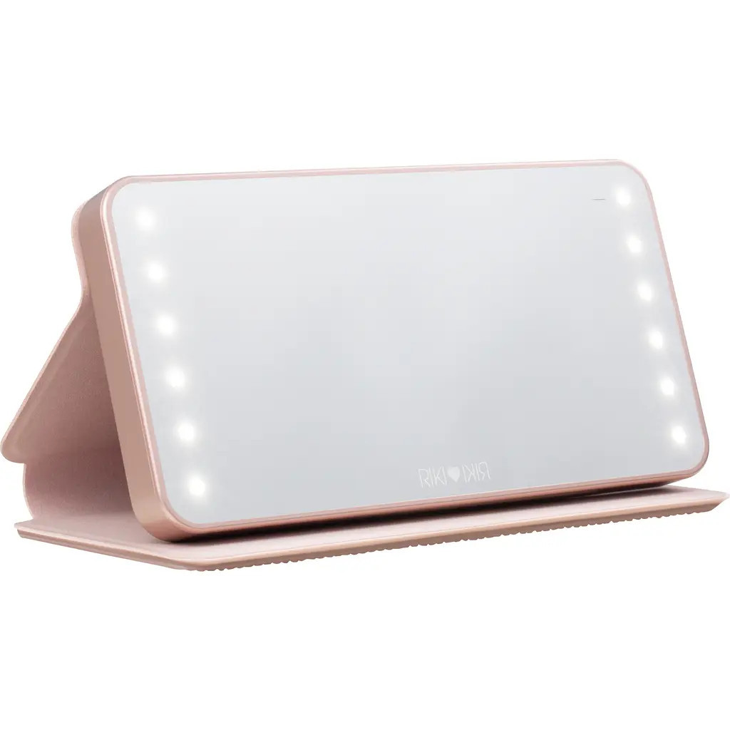 Riki Loves Riki Riki Powerful LED Mirror & Power Bank in Sparkle Rose Gold at Nordstrom | Nordstrom