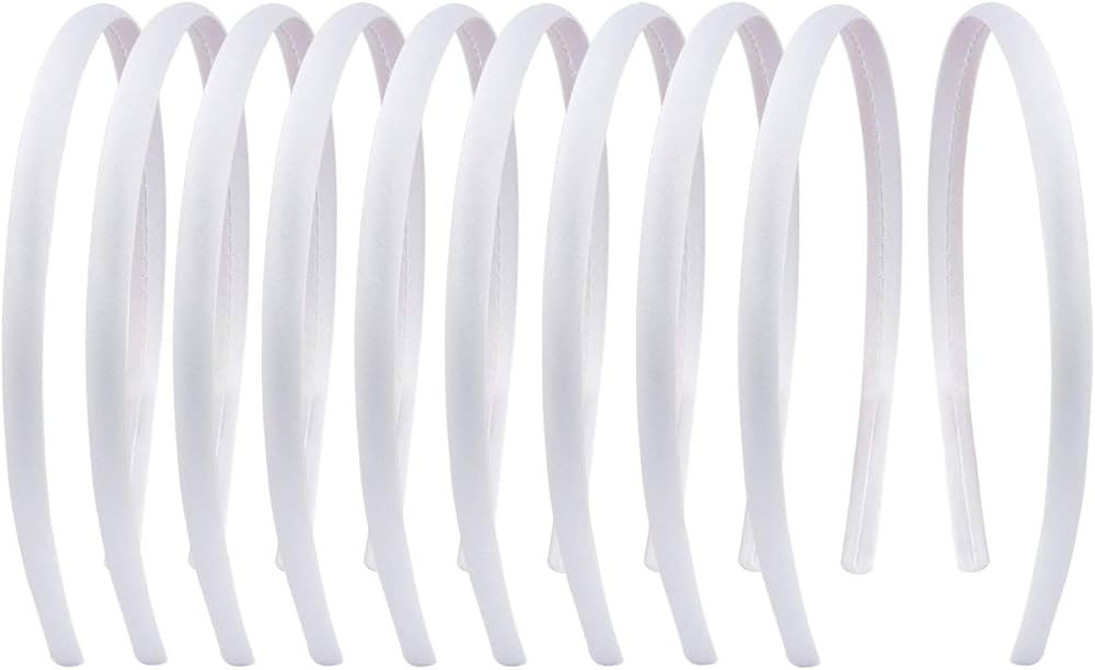 20 PCS 1 CM White Plain Satin Headbands Fabric Hard Head Bands Solid Color White Hoop DIY Craft H... | Amazon (US)