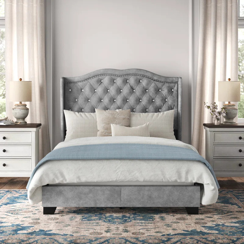 Carlie Tufted Upholstered Low Profile Standard Bed | Wayfair North America