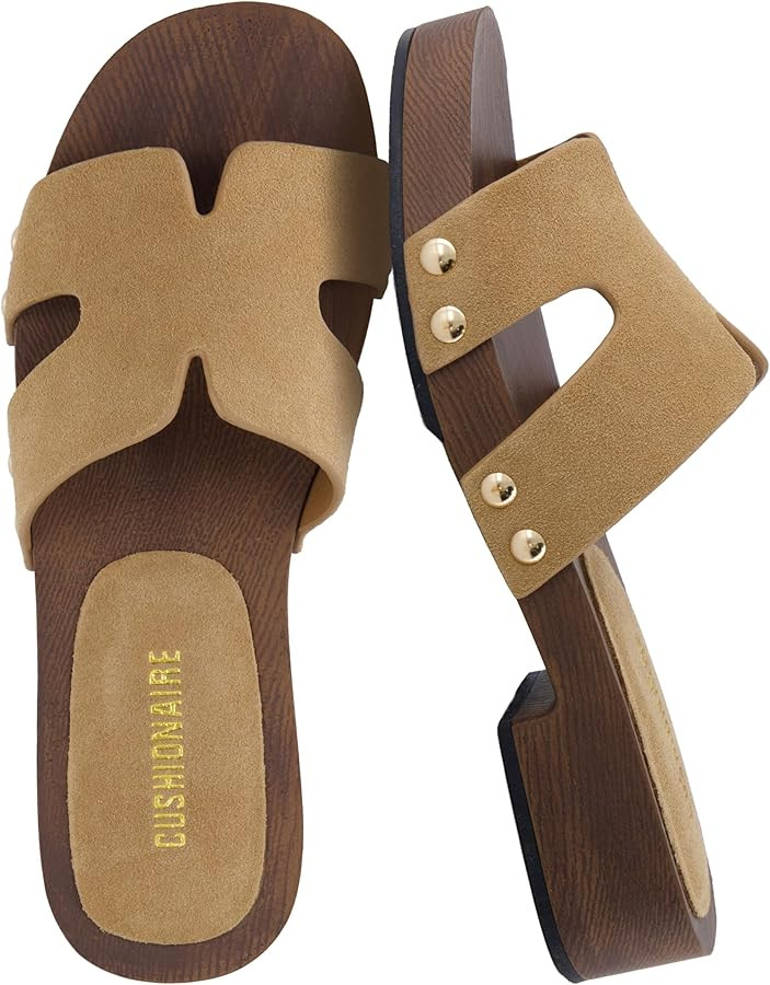 CUSHIONAIRE Tokyo Vegan Leather Suede Platform Sandals for Women Adjustable Strap Heeled Slide Sa... | Amazon (US)