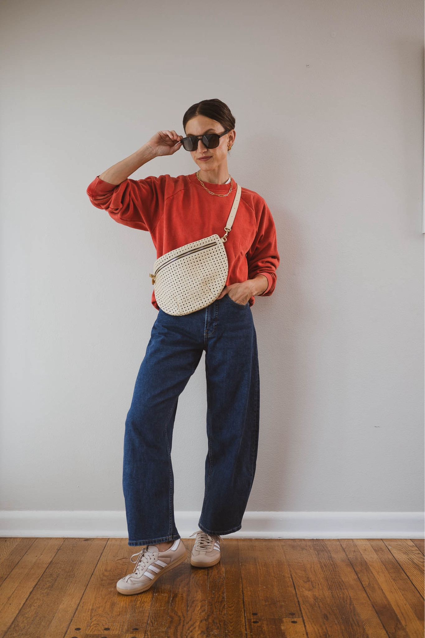 Fall Capsule: Day Seven 🍂

Gap sweatshirt, XS, TTS. Everlane jeans, TTS, 24. Adidas Sambas, TTS. Clare V. Bag.  Quince sunglasses. Lola Paperclip Necklace from Sheena Marshall Jewelry, STITCHANDSALT for $10 off. Makena Hoops from Sela Designs, ASHLEYROHR10 for 10% off  

#LTKSeasonal #LTKOver40 #LTKStyleTip
