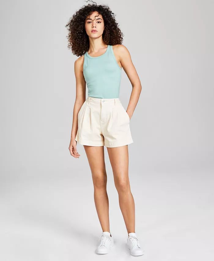 And Now This Women's High Rise Pleat-Front Denim Shorts, Created for Macy's - Macy's | Macy's
