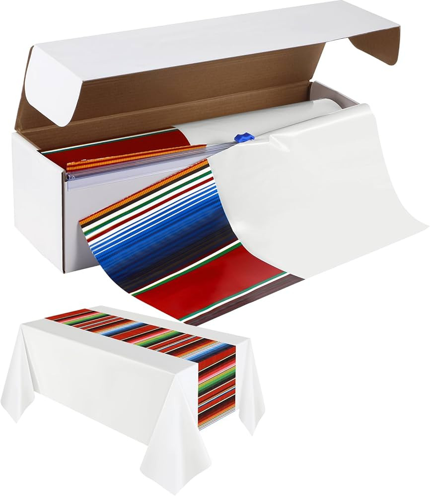 Oudain Disposable Mexican Tablecloth Plastic Fiesta Mexican Table Cover Waterproof Striped Tablec... | Amazon (US)