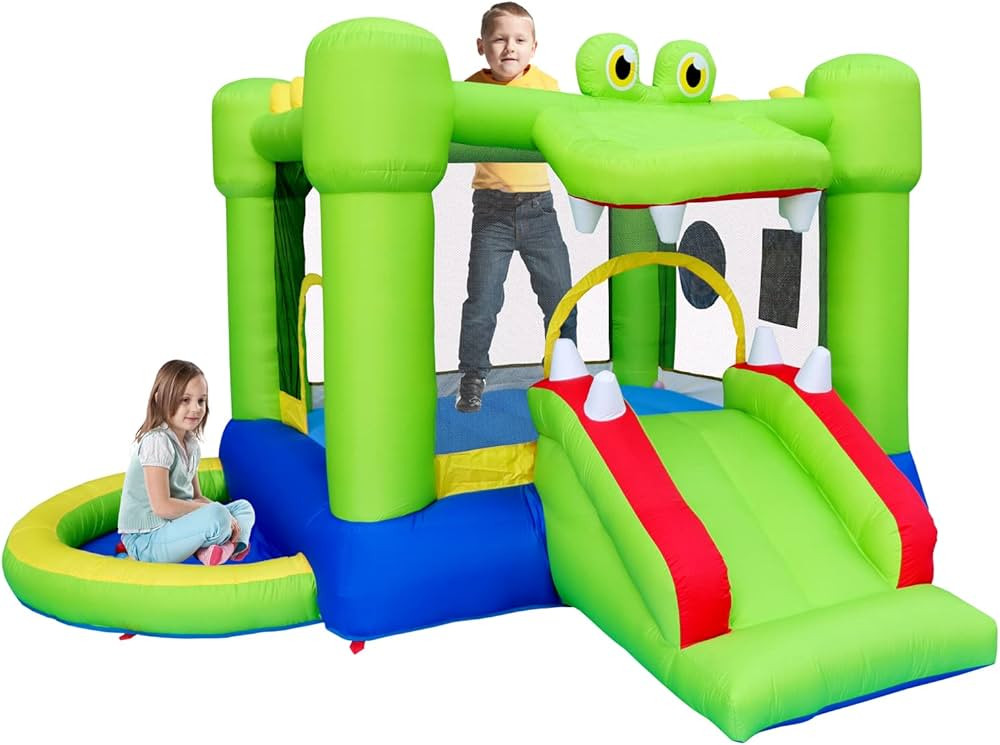 Inflatable Bounce House with Slide, Jumping Castle with Blower and Ball Pit House, Two Dart Targe... | Amazon (US)