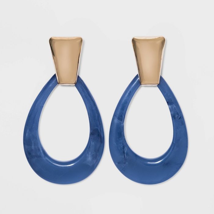 SUGARFIX by BaubleBar Resin Hoop Earrings with Gold Stud - Medium Blue | Target