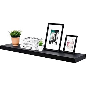 WELLAND 48 inch Black Miassion Floating Shelves for Wall, Bathroom Wall Mount Shelves, Wood Moder... | Amazon (US)