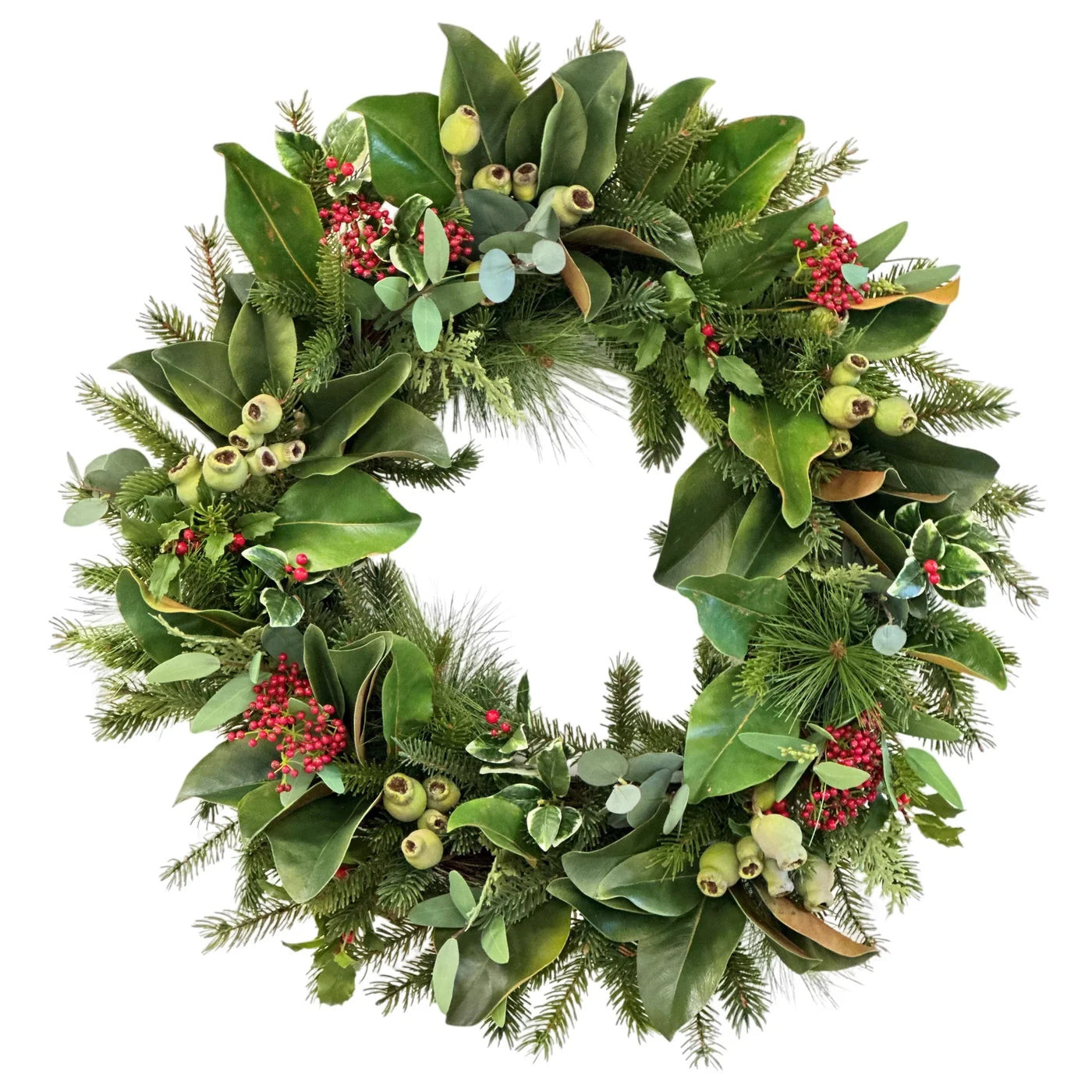 PINE NEEDLES/HOLLY WREATH 30" | Gorgeous Living