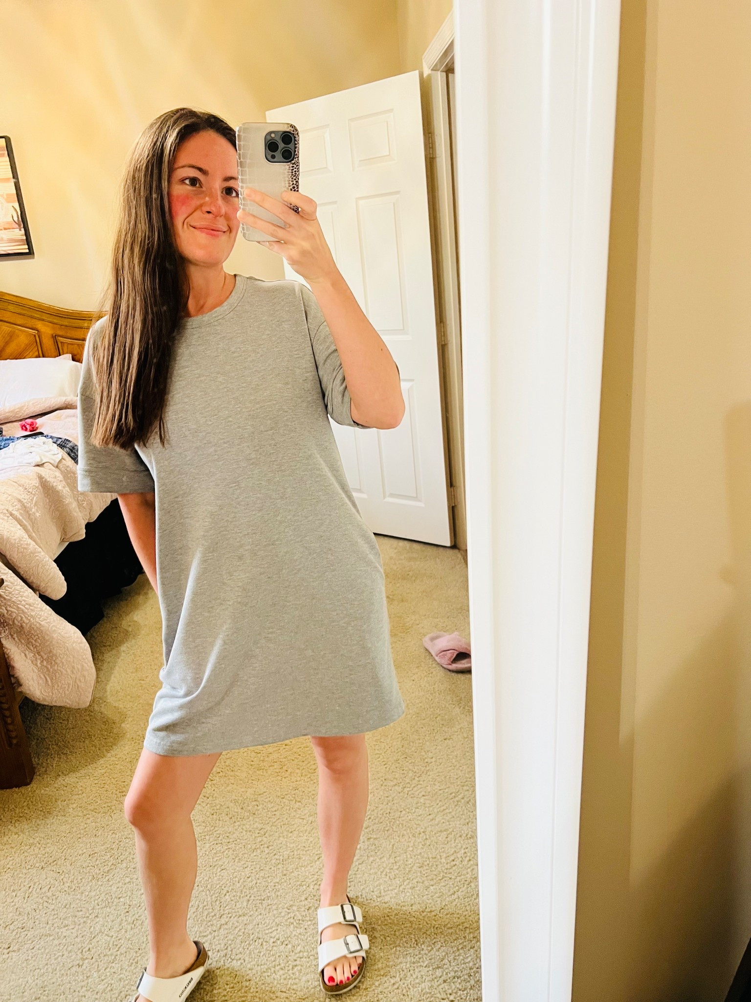 #ootd day one 🩸 oversized t shirt dress & Birkenstocks I’ve had for 5 years. Dress is from Rose & Remington, 4 years old- linked similar option  

#LTKFindsUnder100 #LTKStyleTip #LTKPetite