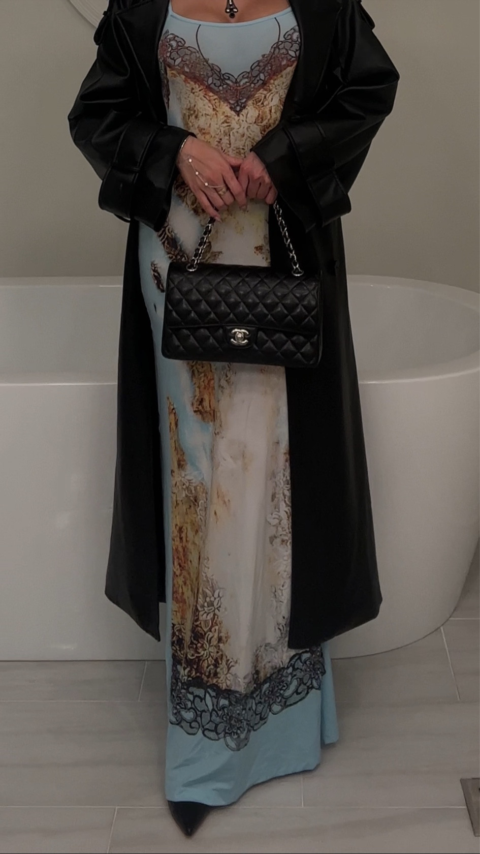 dress: y/project (size small) coat: zara (sold out) necklace: boots: louboutin (runs half size small) amazon bag: chanel
*if item is out of stock, i’ve linked a similar item along with alternatives to recreate this look*

#LTKBeauty #LTKSaleAlert #LTKStyleTip