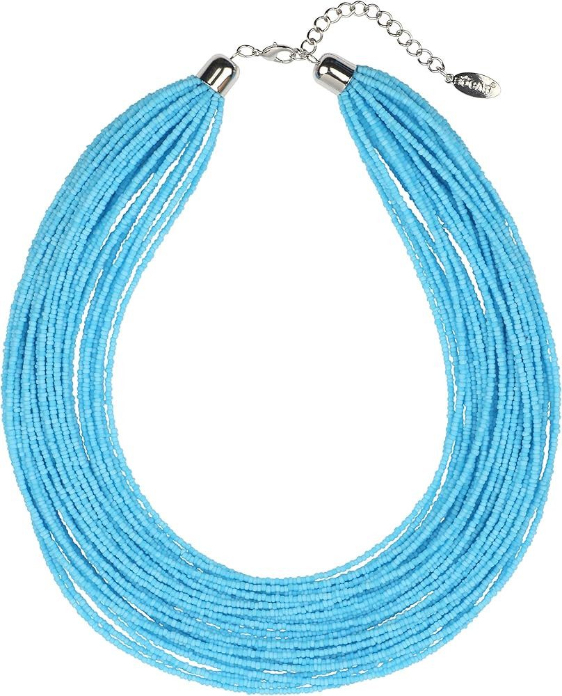 Bocar Multi Layer Chunky Bib Statement Seed Beads Cluster Collar Necklace for Women Gift (NK-1035... | Amazon (US)