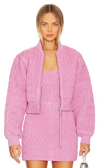Morgana Leather Jacket in Begonia Pink | Revolve Clothing (Global)