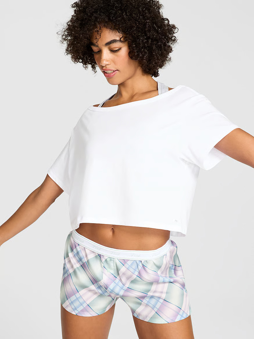 Buy Slouchy Cropped Sleepshirt, White/Ivory - Order Pajama Tops online - Victoria's Secret US | Victoria's Secret (US / CA )